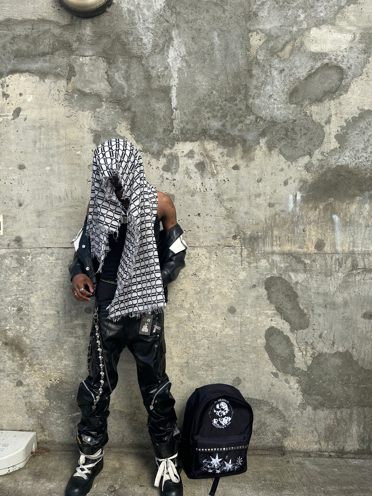 EBERE LEATHER STACKED PANTS