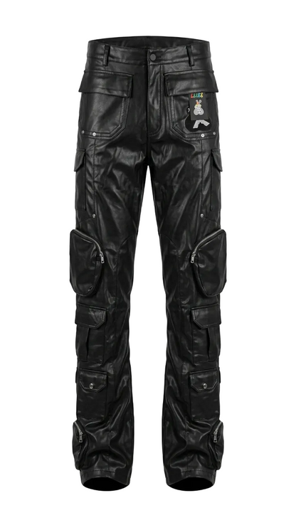 EBERE LEATHER STACKED PANTS