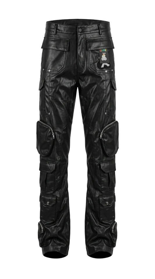 EBERE LEATHER STACKED PANTS